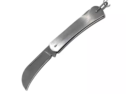 Zakmes RVS met ophangoog-keycord gebogen lemmet 65 mm
