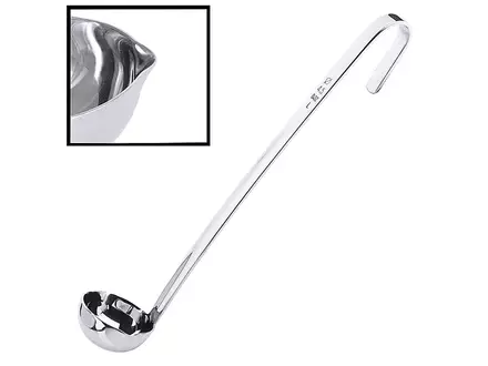 Sauslepel 90° steel met schenktuit RVS 18/10