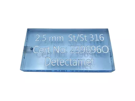 Detectamet metaaldetectie testkaart acryl RVS 316 blauw