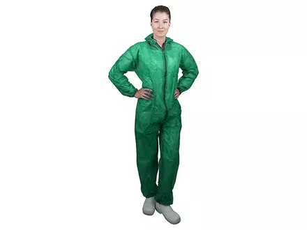 Hycare disposable overall capuchon en rits non-woven polypropyleen donkergroen