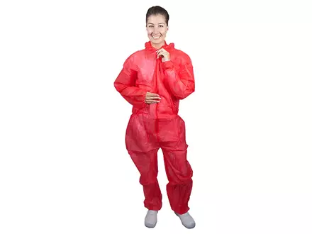 Hycare disposable overall capuchon en rits non-woven polypropyleen rood