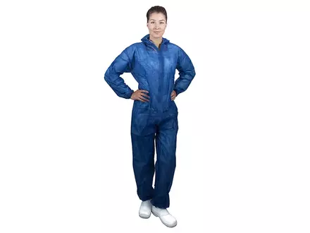 Disposable overall klittenband en capuchon non-woven polypropyleen