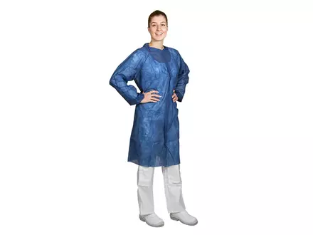 Bezoekersjas PP n-w klittenband antistatisch blauw mt 2XL