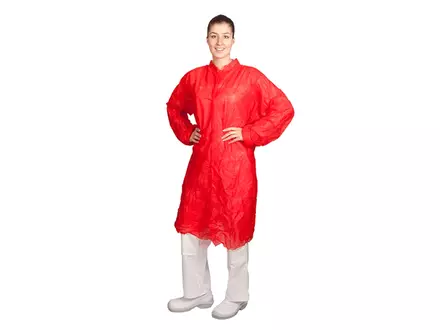 Hycare disposable bezoekersjas met klittenband non-woven polypropyleen rood