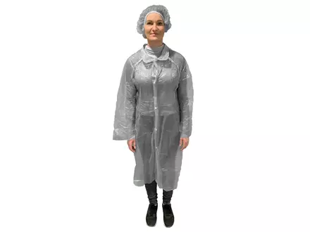 Hycare bezoekersjas disposable food grade LDPE drukknoop