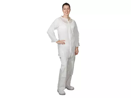 Hycare disposable bezoekersjas basic drukknopen non-woven polypropyleen wit
