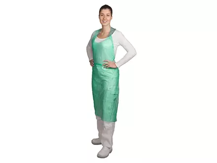 Hycare disposable scheurschort polyethyleen 80x125 cm scheurbaar op blok groen