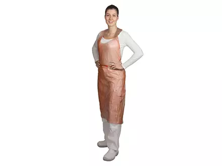 Hycare disposable scheurschort polyethyleen 80x125 cm scheurbaar op blok rood
