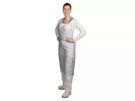 Hycare disposable scheurschort polyethyleen 80x125 cm scheurbaar op blok wit