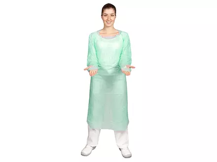 Hycare disposable schort lange mouw CPE geruwd 30 mu polyethyleen 118x190 cm groen
