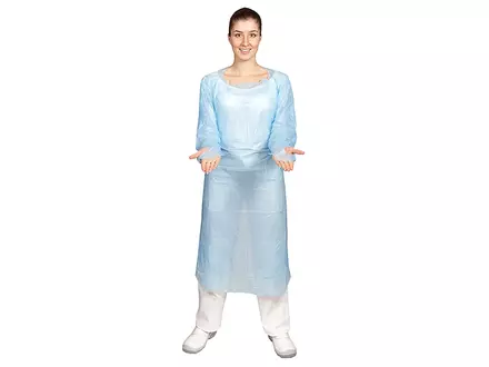 Hycare disposable schort lange mouw CPE geruwd 30 mu polyethyleen 118x190 cm