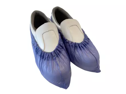 Disposable overschoen blauw 130 mu PVC 38 x 16 cm