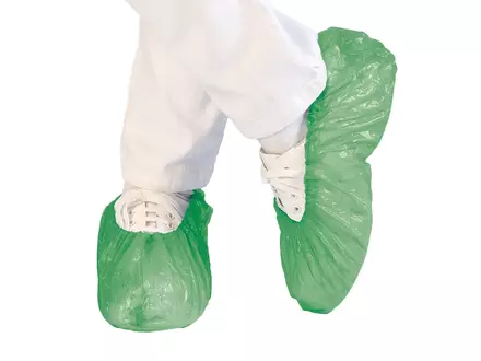 Disposable overschoen 60 mu voor dispenser CPE 47 cm groen