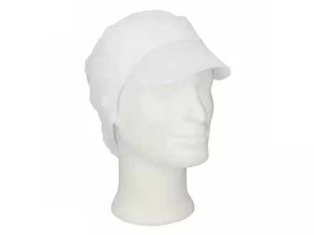 Wegwerp haarnet snood met klep non-woven polypropyleen wit maat L