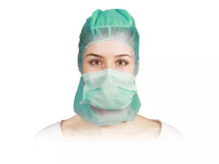 Hycare disposable astrocap 2-laags mondmasker non-woven polypropyleen groen