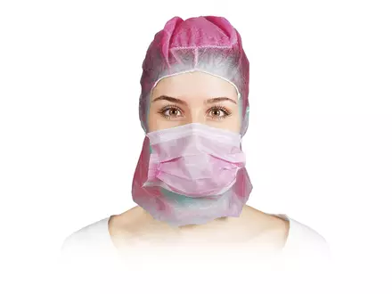 Hycare disposable astrocap 2-laags mondmasker non-woven polypropyleen roze