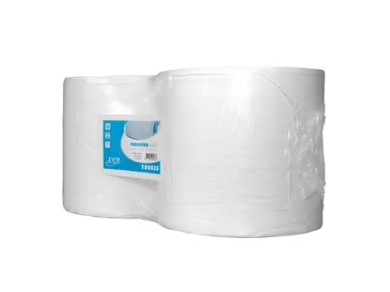 Euro Products poetspapier industrierol 2-laags cellulose 350 meter wit