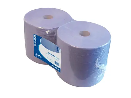Euro Products poetspapier industrierol 2-laags recycled 380 meter blauw