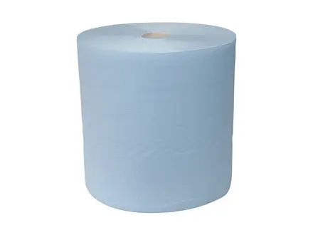 Euro Products poetspapier industrierol 3-laags verlijmd cellulose 380 meter blauw