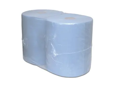 Euro Products poetspapier industrierol 2-laags verlijmd recycled 380 meter blauw