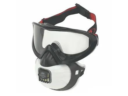 JSP Filterspec PRO stofmasker en overzetbril FFP3 met uitademventiel