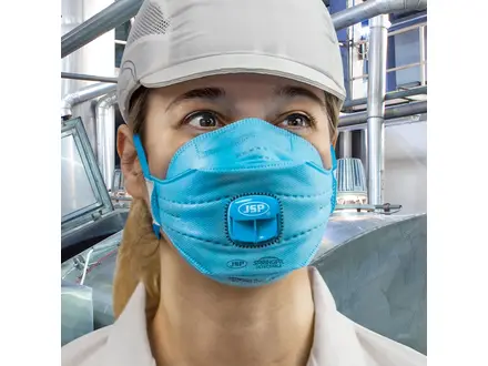 JSP SpringFit Blu 439ML stofmasker vouw FFP3 NR D met uitademventiel