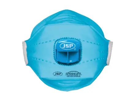 JSP SpringFit Blu 439ML stofmasker vouw FFP3 NR D met uitademventiel