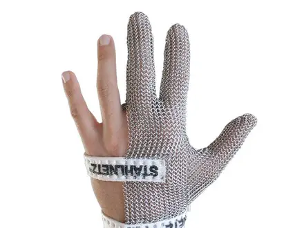 Stahlnetz metalen handschoen 3-vingers RVS snijbestendig