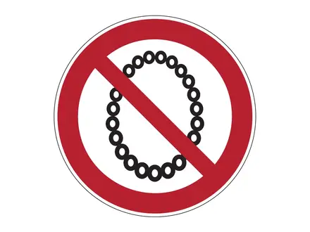 Sticker verboden halskettingen te dragen PIC 648
