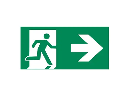Sticker nooduitgang rechts E002/A90 297x148 mm