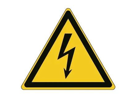 Sticker gevaarlijke elektrische spanning W012 driehoek
