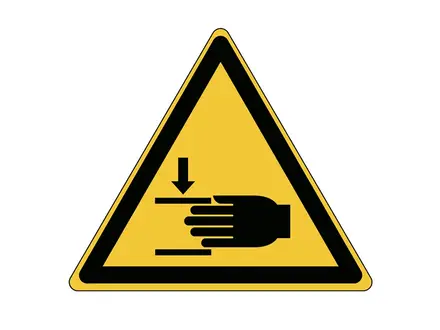 Sticker waarschuwing verwondingen aan de hand W024