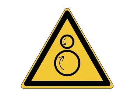 Sticker waarschuwing roterende onderdelen W025 driehoek
