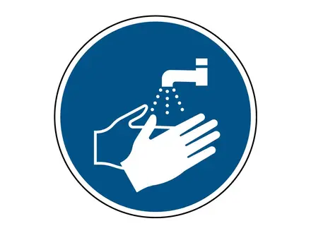 Sticker hand wassen verplicht M011 rond