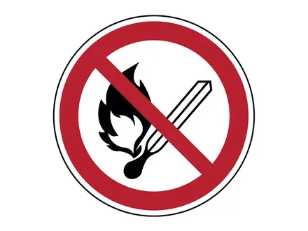 Sticker vuur, open vlam en roken verboden P003 rond