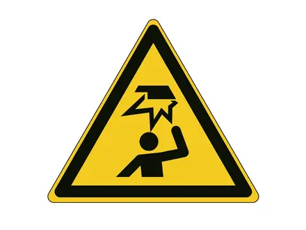 Sticker waarschuwing laaghangende obstakels W020 driehoek