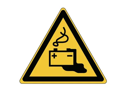 Sticker waarschuwing gevaren door laden van accu W026 driehoek