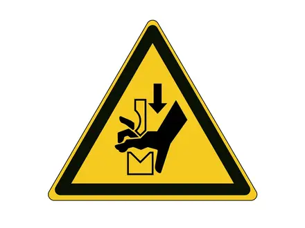 Sticker handverbrijzeling tussen buigbank W030