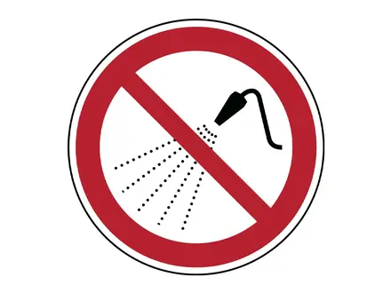 Sticker niet besproeien met water P016 B-862