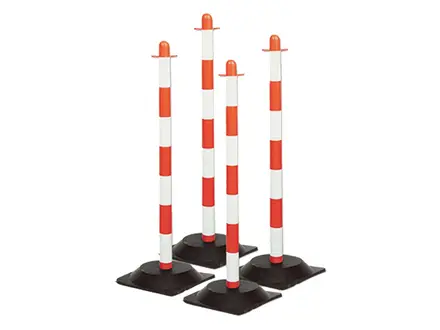 Rood witte waarschuwingspaal Brady 900 mm inclusief rubber voetstuk