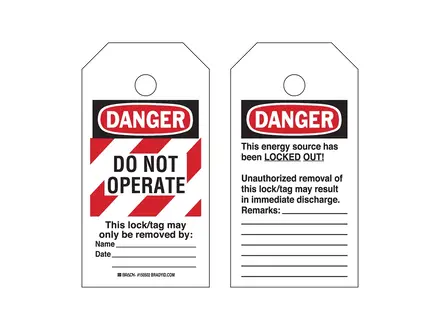 Waarschuwingstag met rode strepen RipTag Danger Do Not Operate 76,20x146,05 mm<linebreak>