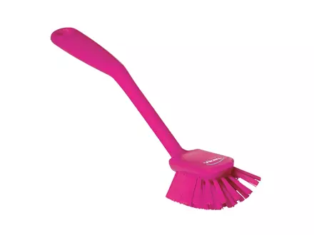 Vikan 42371 afwasborstel medium met schraaprand 280 mm roze