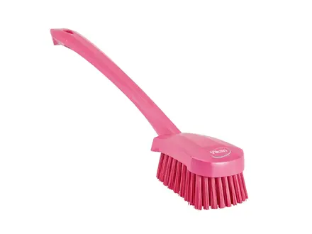 Vikan 41861 afwasborstel hard lange steel 415 mm roze