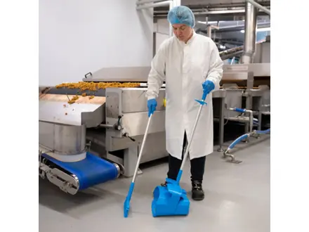 Vikan 56653 hygiënisch hotelstofblik met veger afsluitbaar 350 mm blauw