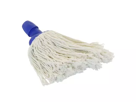 Spaanse mini-mop katoen met schroefdraadbevestiging 250 gr blauw