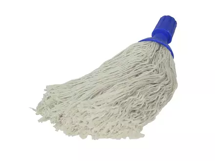 Spaanse mini-mop katoen met schroefdraadbevestiging 220 gr blauw