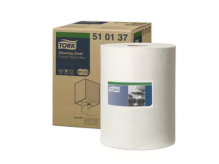 Tork poetsdoekrol Cleaning Combi rol 1-laags wit