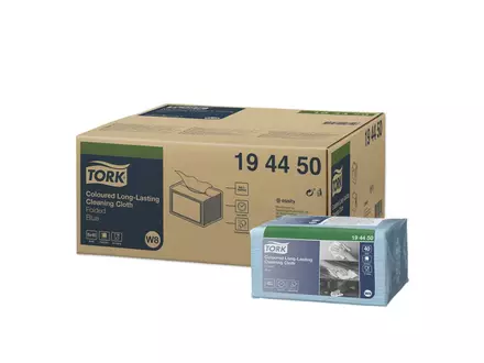 Tork reinigingsdoeken Coloured Long Lasting gevouwen W8 blauw