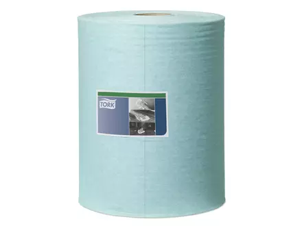 Tork poetsdoekrol Low-Lint Combi Rol 1-laags W1 W2 W3 blauw