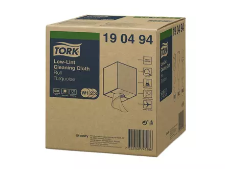 Tork poetsdoekrol Low-Lint Combi Rol 1-laags W1 W2 W3 blauw